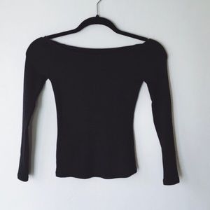 Carmen Black Ribbed Off the Shoulder Top